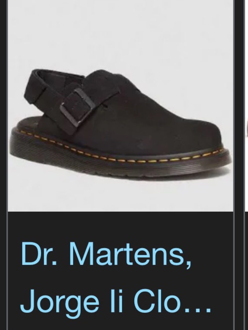 Dr. Martens Black Leather Buckle Clogs with Yellow Stitching Jorge shearling